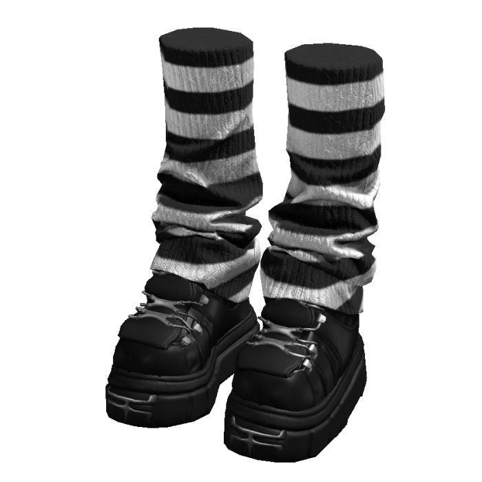 Black Goth Platform Shoes w/ Striped Leg Warmers