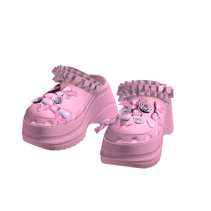 Pink Bow High Platform Clogs