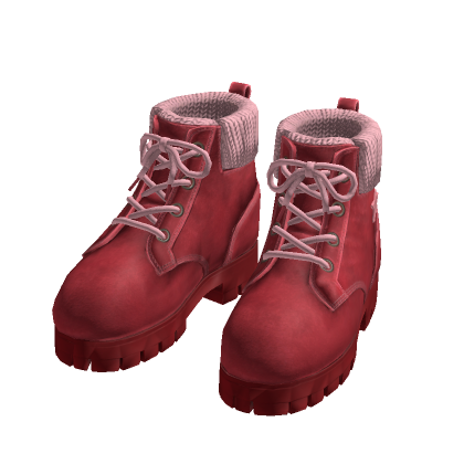 leather fur boots [red]