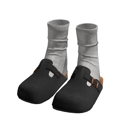 Cozy Slippers Boston Black Clogs w/ Socks