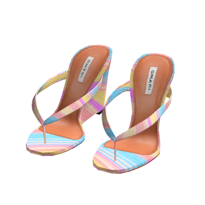 Pastel Rainbow Chic Wedge Thong Sandals - It Girl thumbnail
