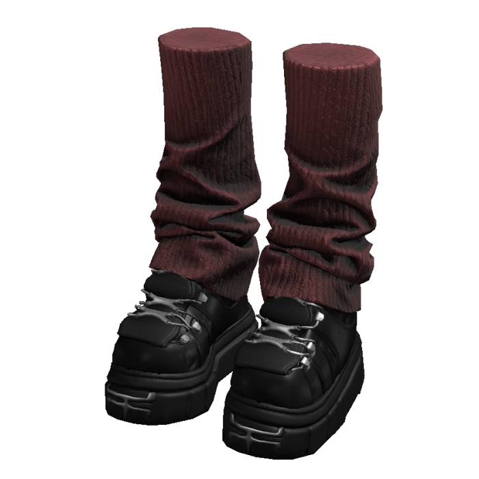 Black Goth Platform Shoes w/ Red Leg Warmers