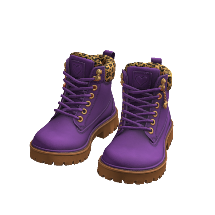 Y2K Leopard Lace Up Boots Purple