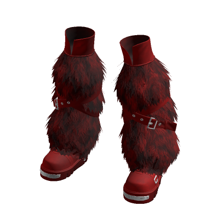 Red Chunky Fur High Boots Winter Punk Gothic Y2K