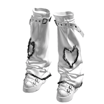 White Y2K Heart Buckle Boots [PBR] thumbnail