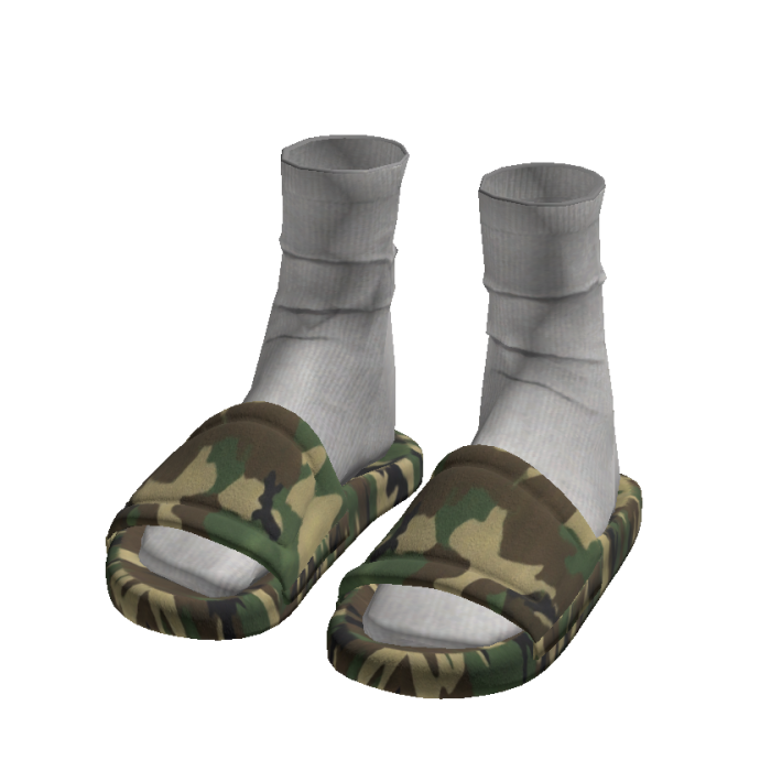 Woodland Camo Slides w/ White Socks Y2K Streetwe