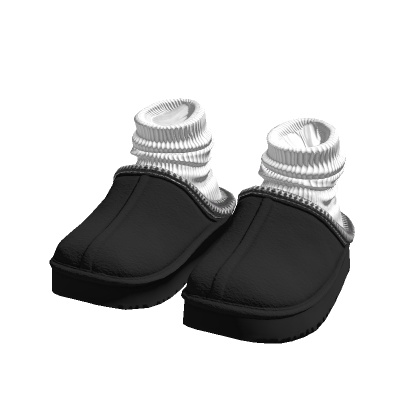 Trendy Cosy Fall Black Slippers with Socks