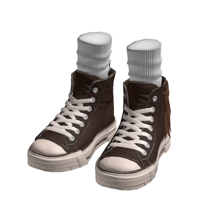 Brown High Top Sneakers w/ Socks