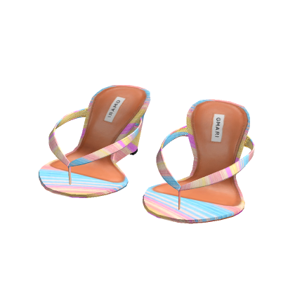 Pastel Rainbow Chic Wedge Thong Sandals - Latina thumbnail