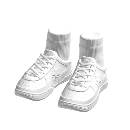 White Sneakers with Short White Socks thumbnail