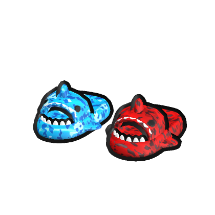 blue red camo cartoony shark slides