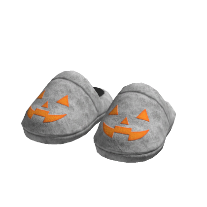 Halloween Pumpkin Jack-O'-Lantern Slippers (Grey)