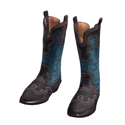 Vintage Black Blue Western Cowboy Boots