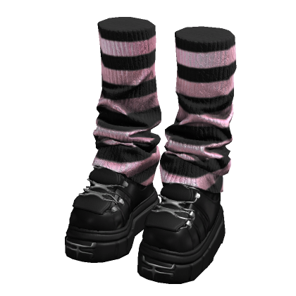 Black Goth Platform Shoes w/ Striped Leg Warmers