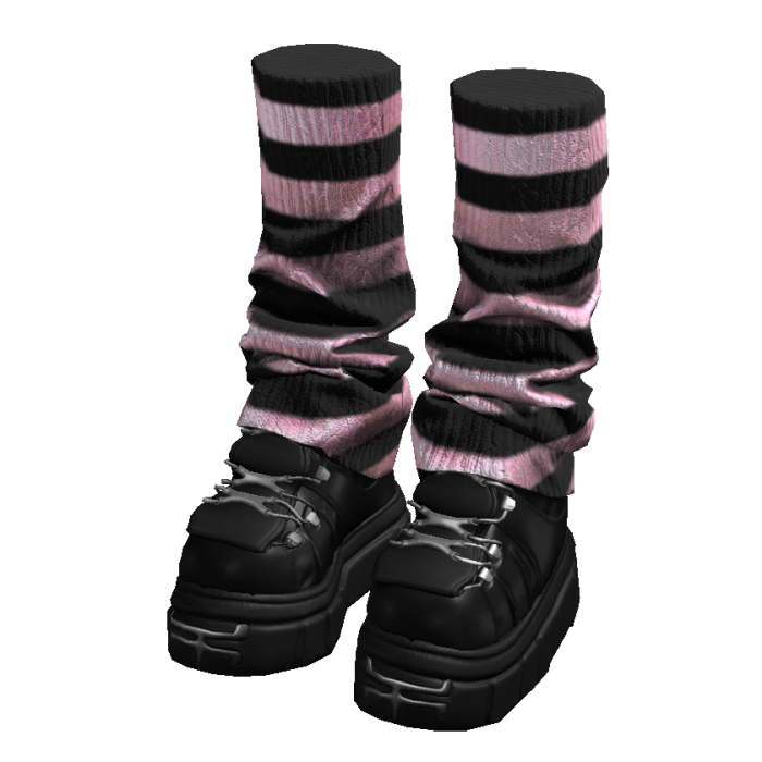 Black Goth Platform Shoes w/ Striped Leg Warmers
