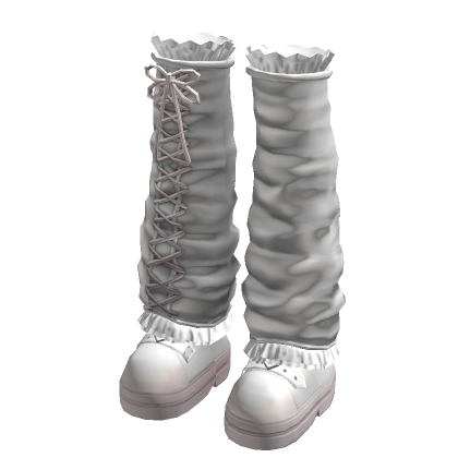 White Coquette Leg Warmer Platform Shoes thumbnail
