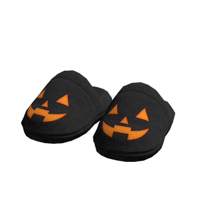 Halloween Pumpkin Jack-O'-Lantern Slippers (Black)
