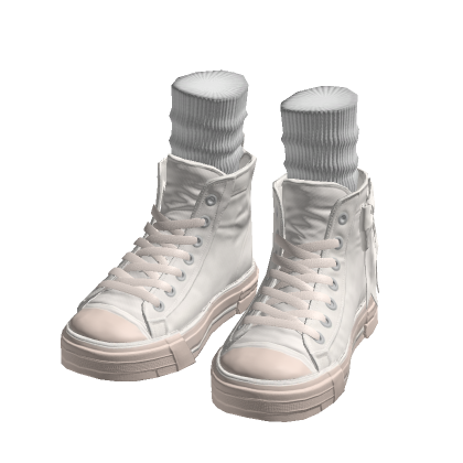 White High Top Sneakers w/ Socks