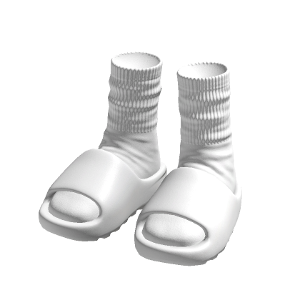 White Ye Slides w Socks Slippers Shoes Warmers y2k thumbnail