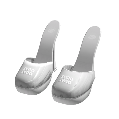 ☆ white platform mules sandal heels (syaa ver.) thumbnail