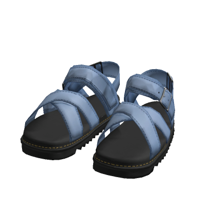 Blue Chunky Cross Strap Y2K  Sandals