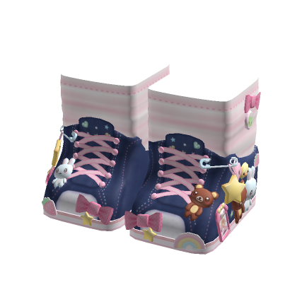 cute kawaii dark denim harajuku plush sneakers