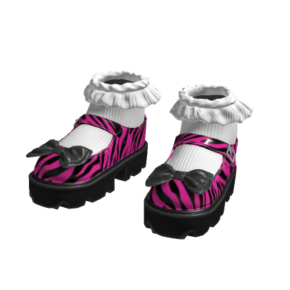 Black and Pink Scene Girl Shoes with White Socks thumbnail