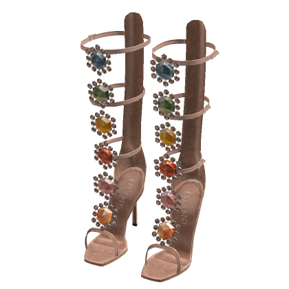 Soft Sunset Flower Crystal Lace Up Boots