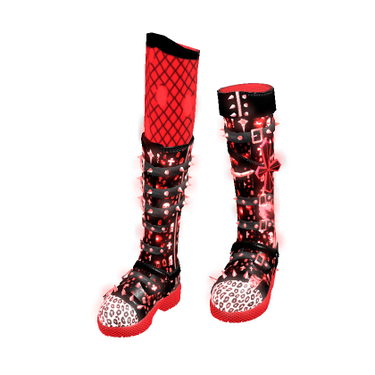 Glowing Punk Studded Boots Red[MAX]