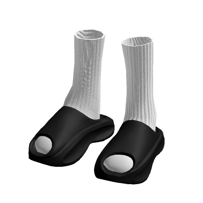 Designer Slides w/Socks Black White thumbnail