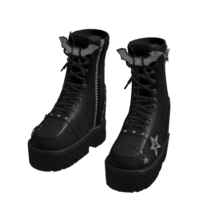 Black Star Bat Y2K Emo Boots thumbnail