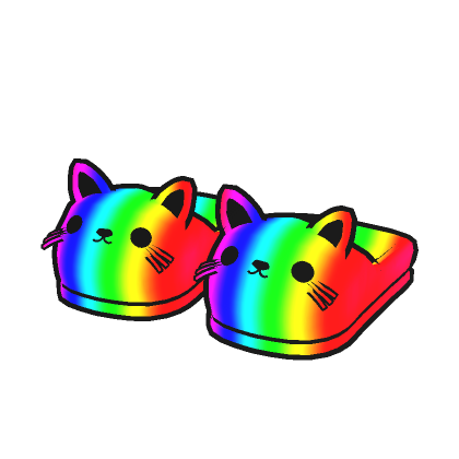 Rainbow Cartoony Kitty Cat Slippers thumbnail