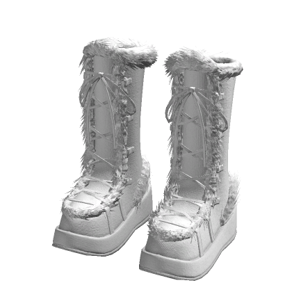 White High Platform Fuzzy Boots thumbnail