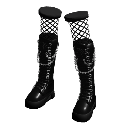 Platform Boots w/ Fishnets and Chains - Black thumbnail