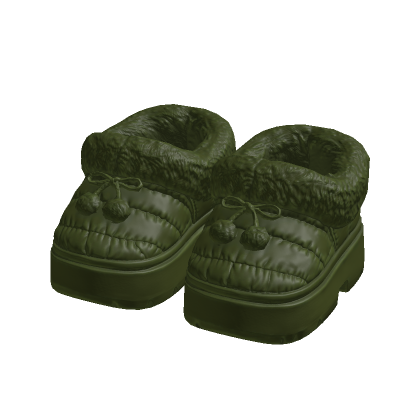Green Cozy Fur Platform Slippers 1.0