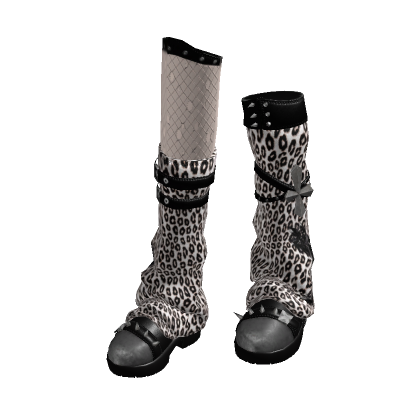 Y2K Leopard Slouch Boots Black[MAX]