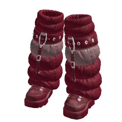 Red Y2K Puffy Leg Warmers Boots [PBR] thumbnail