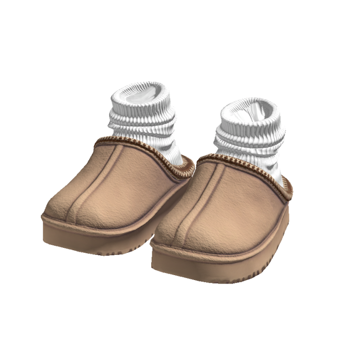 Trendy Cosy Fall Light Brown Slippers with Socks