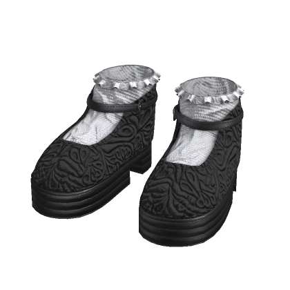 Gothic Platform Shoes With Socks (Black Floral)