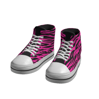 Pink Tiger Stripes Scene Classic Canvas High Shoes thumbnail