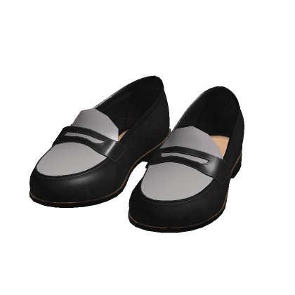 Black White Leather Penny Loafers