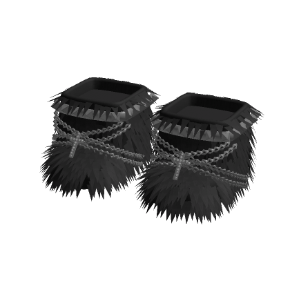 Black Fur Boots With Chain