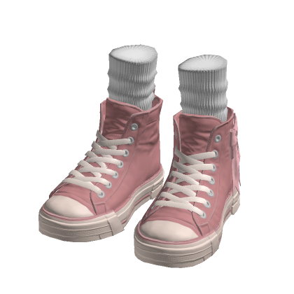 Pink High Top Sneakers w/ Socks