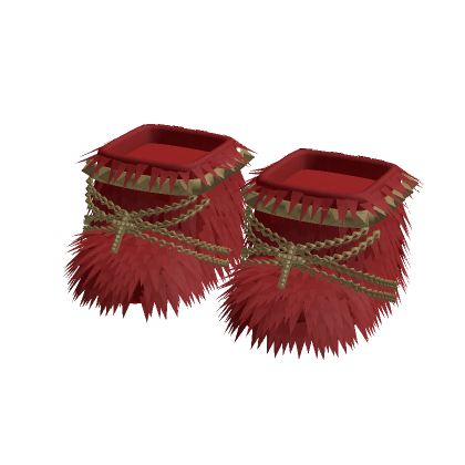 Red Fur Boots With Chain