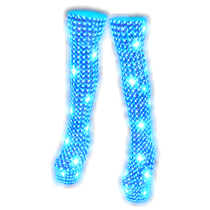 ✅🔴GLOWING Blue Rhinestone Glam Long Boots✅🔴