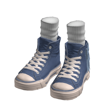Blue High Top Sneakers w/ Socks
