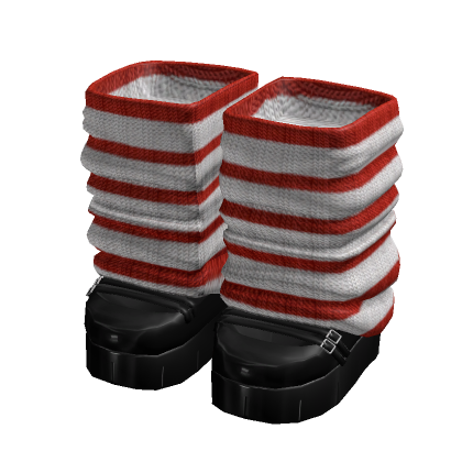 platform shoes white & red stripes leg warmers thumbnail