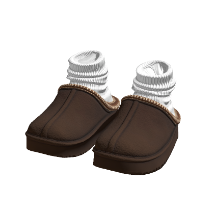 Trendy Cosy Fall Dark Brown Slippers with Socks