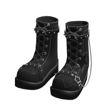 Y2K Star Boots Black thumbnail