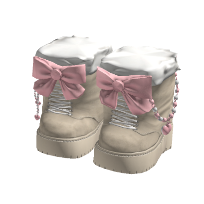 Beige & Pink Coquette Cozy Doll Boots 3.0 thumbnail